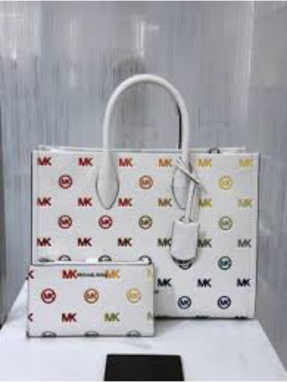 Jet Set Travel Rainbow embossed Logo tote & Embossed logo Wristlet